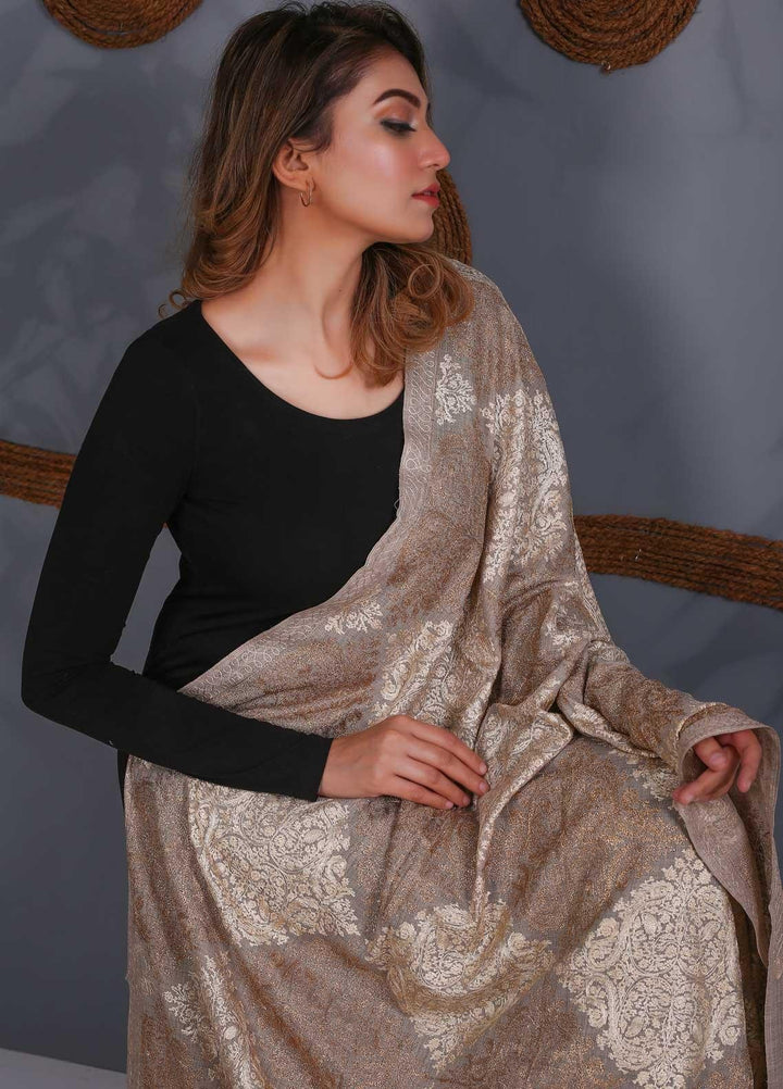Sanaulla Exclusive Range Embroidered Pashmina  Shawl SU20P 324010 - Pashmina Shawls