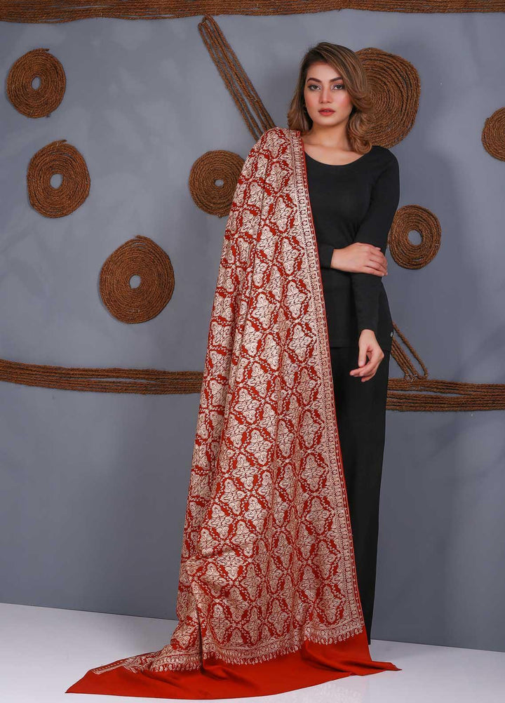Sanaulla Exclusive Range Embroidered Pashmina  Shawl SU21P Resham Aari 323997 - Pashmina Shawls