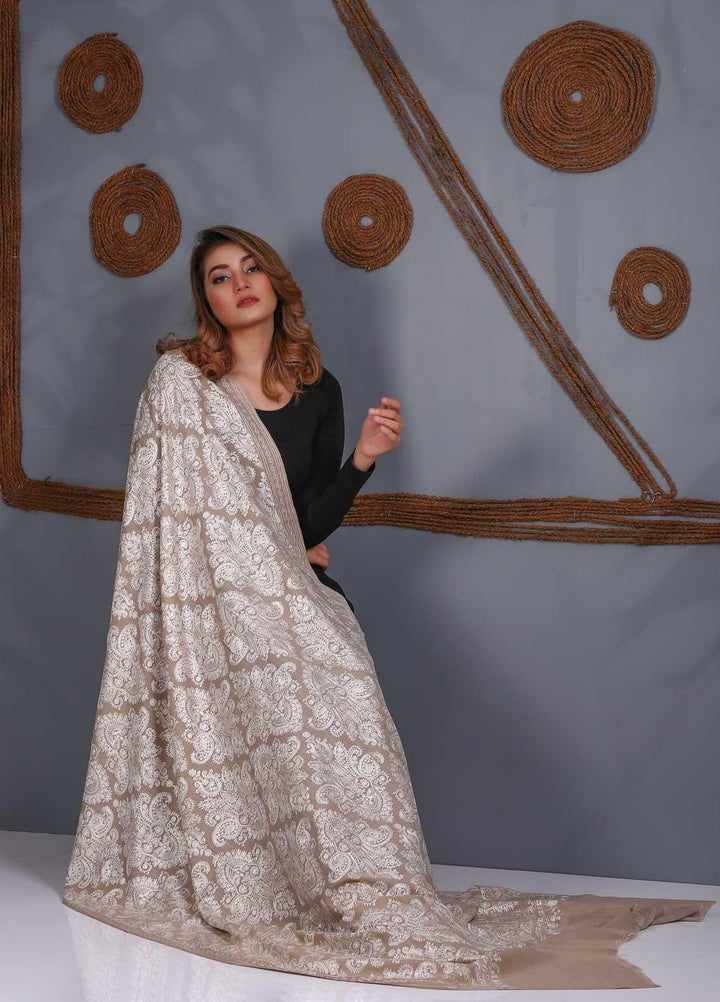 Sanaulla Exclusive Range Embroidered Pashmina  Shawl SU21P Resham Aari 324003 - Pashmina Shawls