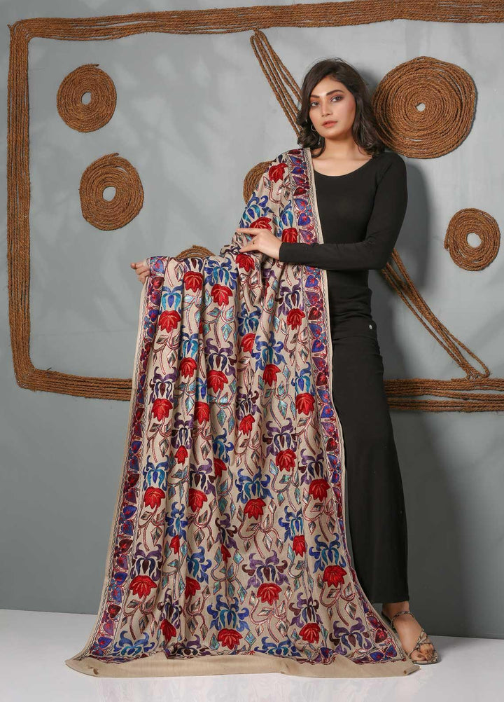 Sanaulla Exclusive Range Embroidered Pashmina  Shawl SU21PS 323808 - Pashmina Shawls