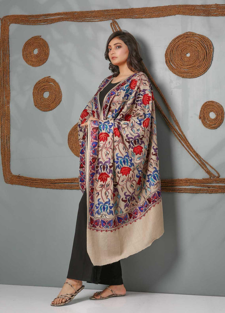 Sanaulla Exclusive Range Embroidered Pashmina  Shawl SU21PS 323808 - Pashmina Shawls