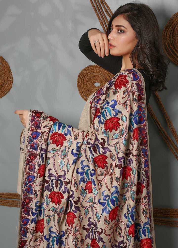 Sanaulla Exclusive Range Embroidered Pashmina  Shawl SU21PS 323808 - Pashmina Shawls