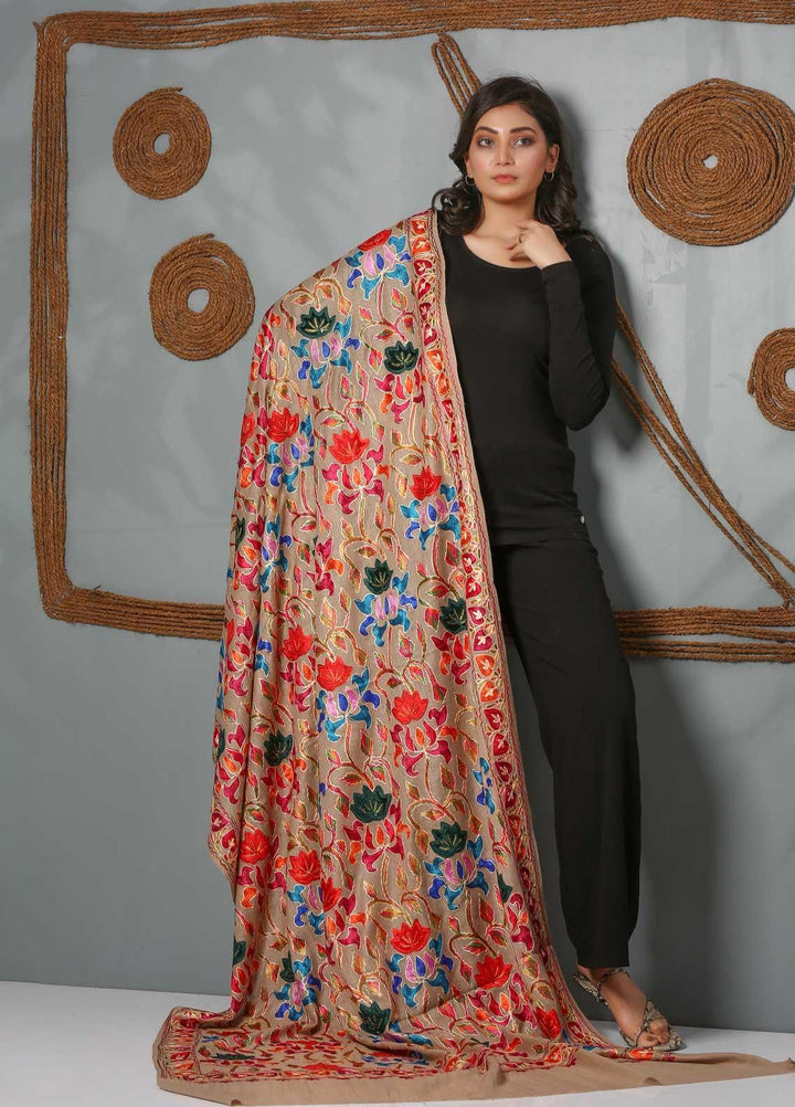 Sanaulla Exclusive Range Embroidered Pashmina  Shawl SU21PS 323809 - Pashmina Shawls