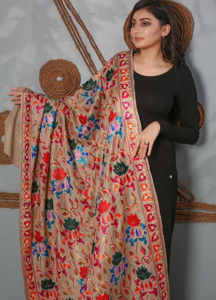 Sanaulla Exclusive Range Embroidered Pashmina  Shawl SU21PS 323809 - Pashmina Shawls