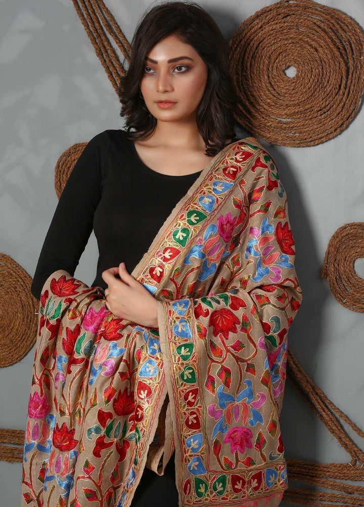 Sanaulla Exclusive Range Embroidered Pashmina  Shawl SU21PS 323810 - Pashmina Shawls