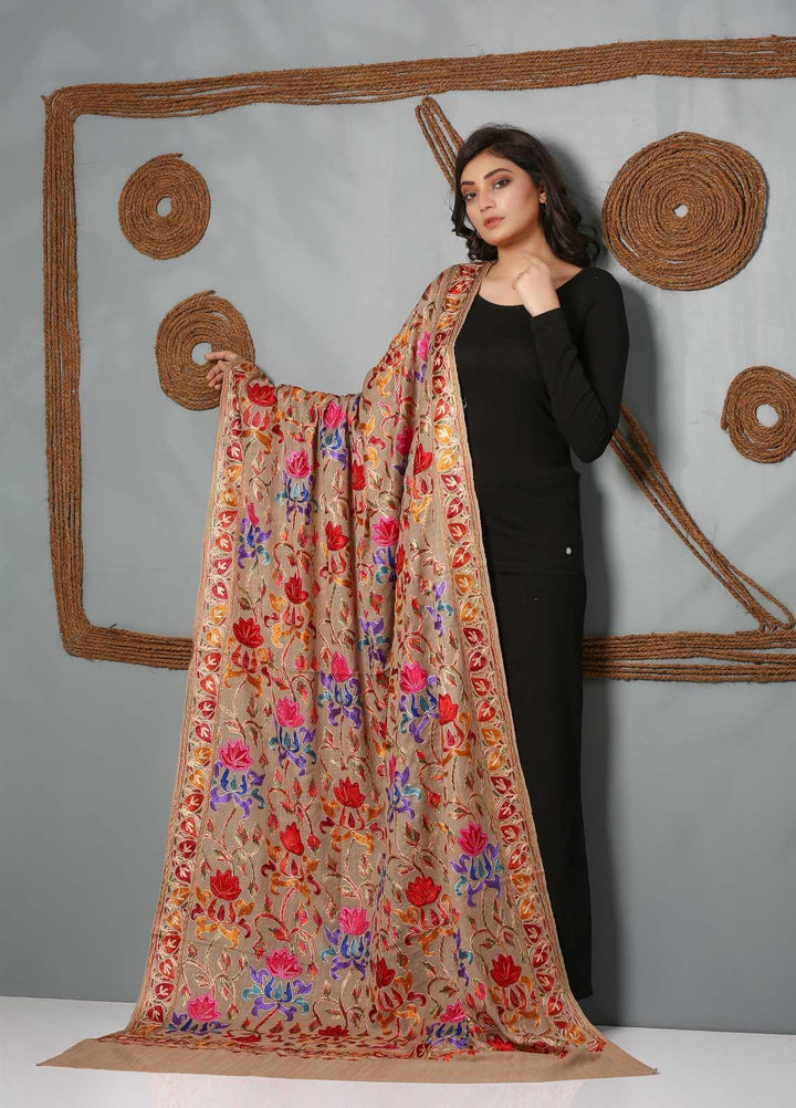 Sanaulla Exclusive Range Embroidered Pashmina  Shawl SU21PS 323811 - Pashmina Shawls