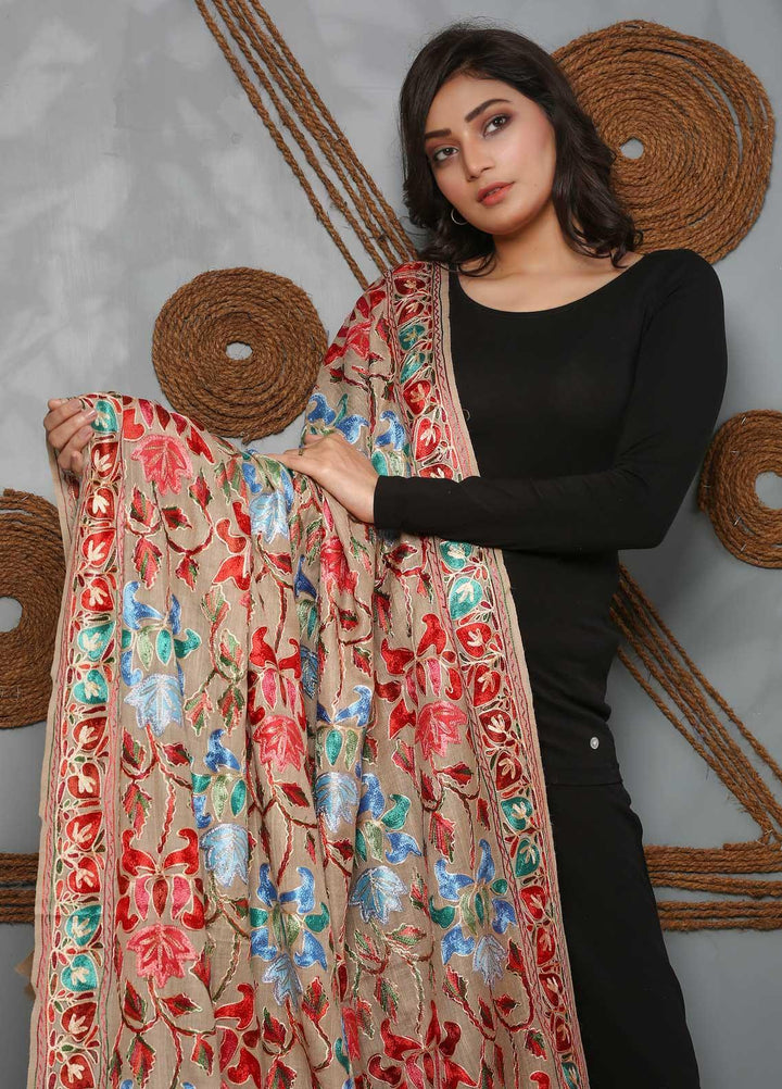 Sanaulla Exclusive Range Embroidered Pashmina  Shawl SU21PS 323812 - Pashmina Shawls