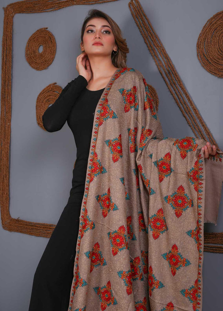 Sanaulla Exclusive Range Embroidered Pashmina  Shawl SU21PS 323864 - Pashmina Shawls