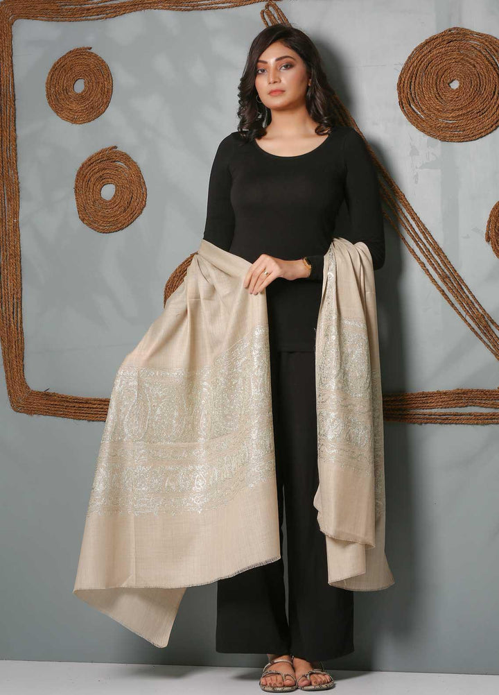 Sanaulla Exclusive Range Embroidered Pashmina  Shawl SU21PS 323871 - Pashmina Shawls