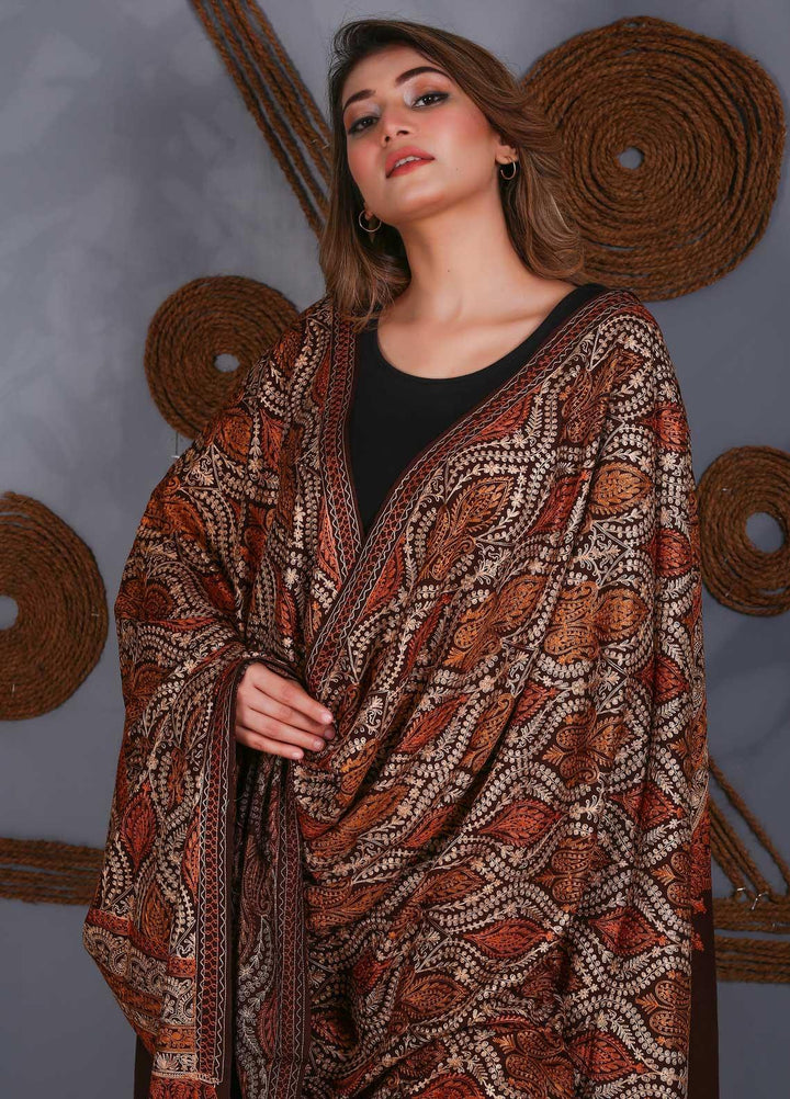 Sanaulla Exclusive Range Embroidered Pashmina  Shawl SU21PS 323885 - Pashmina Shawls
