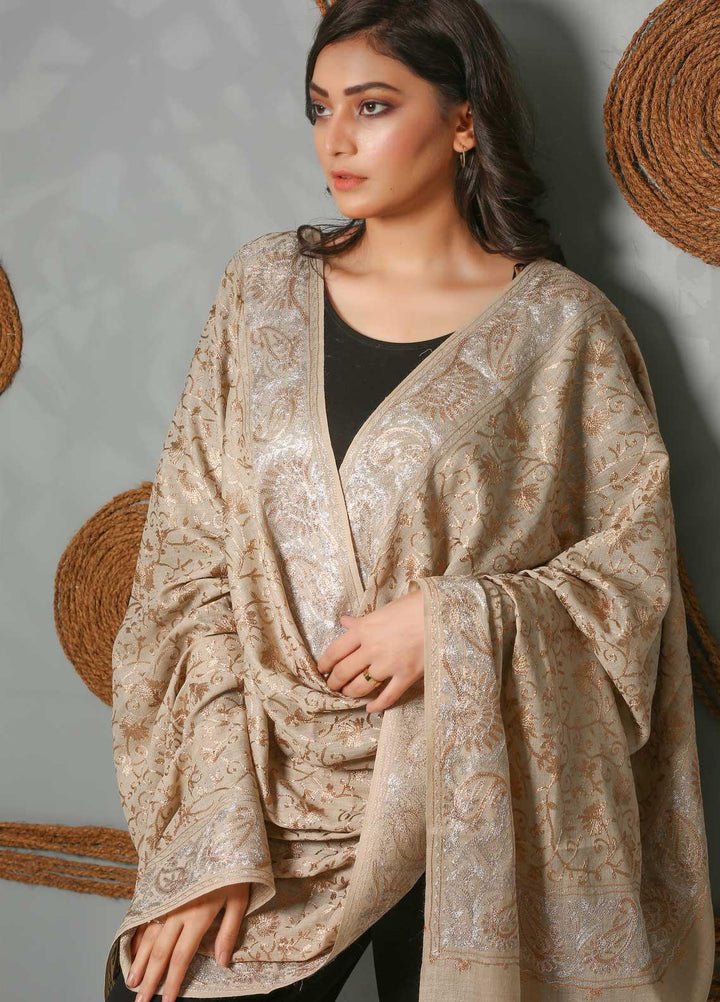 Sanaulla Exclusive Range Embroidered Pashmina  Shawl SU21PS 323978 - Pashmina Shawls