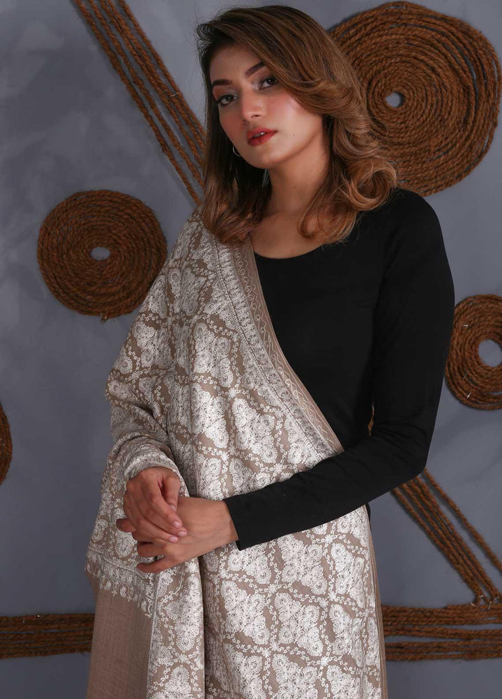 Sanaulla Exclusive Range Embroidered Pashmina  Shawl SU21PS 324002 - Pashmina Shawls