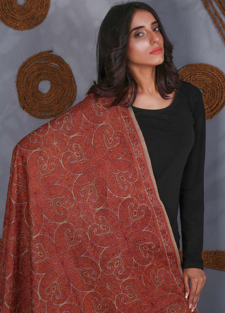Sanaulla Exclusive Range Embroidered Pashmina  Shawl SU21PS 324046 - Pashmina Shawls
