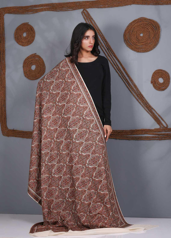 Sanaulla Exclusive Range Embroidered Pashmina  Shawl SU21PS 324051 - Pashmina Shawls
