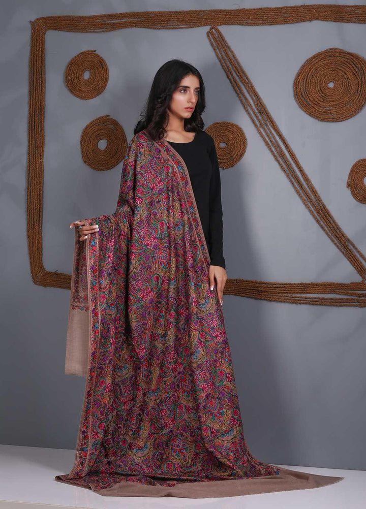 Sanaulla Exclusive Range Embroidered Pashmina  Shawl SU21PS 324054 - Pashmina Shawls