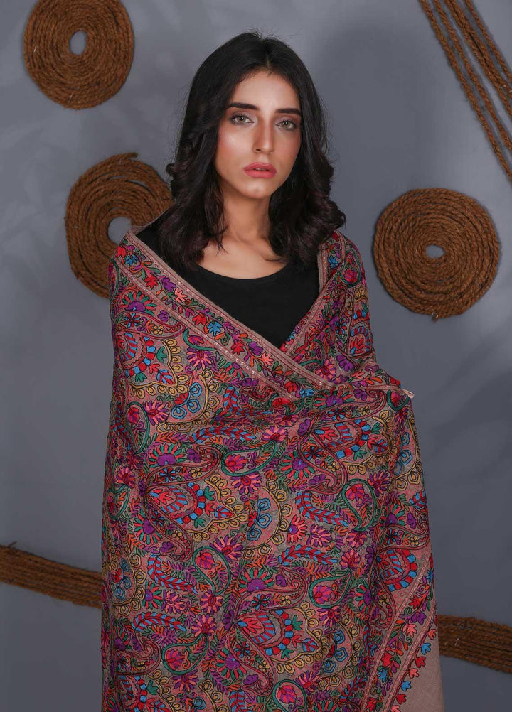 Sanaulla Exclusive Range Embroidered Pashmina  Shawl SU21PS 324054 - Pashmina Shawls