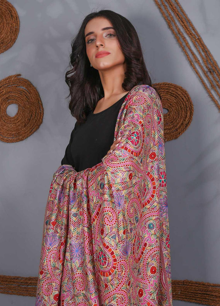 Sanaulla Exclusive Range Embroidered Pashmina  Shawl SU21PS 324057 - Pashmina Shawls