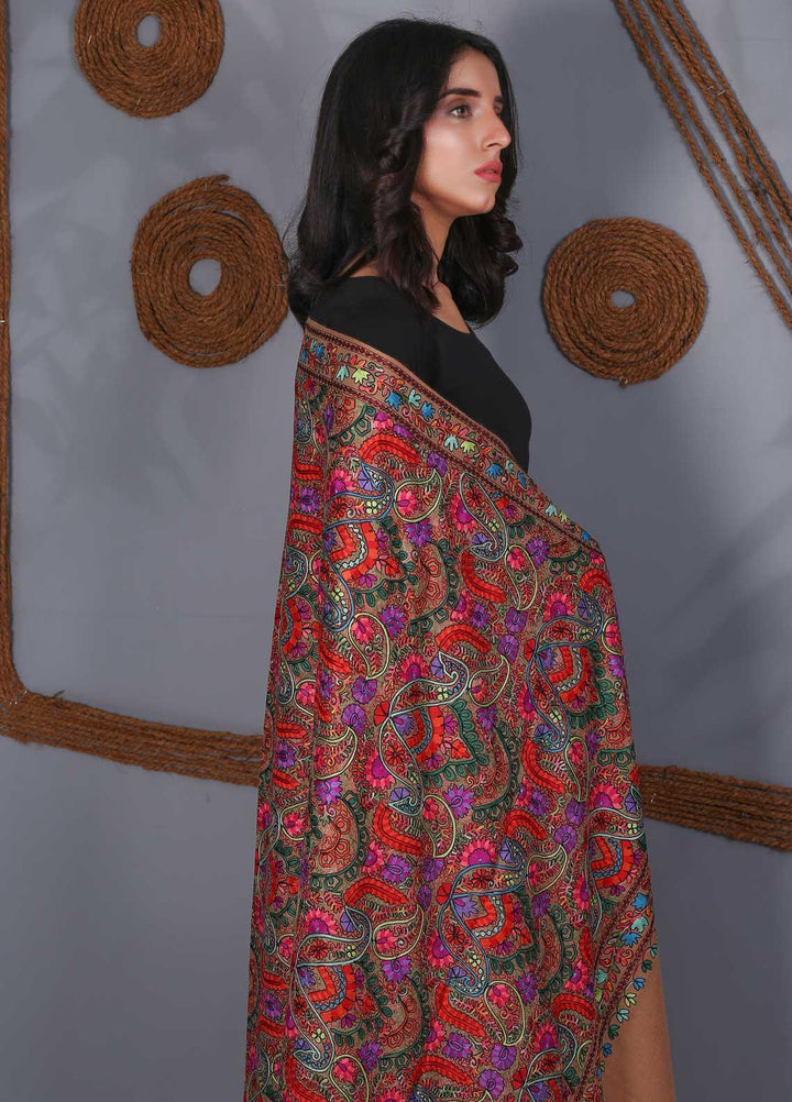 Sanaulla Exclusive Range Embroidered Pashmina  Shawl SU21PS 324060 - Pashmina Shawls