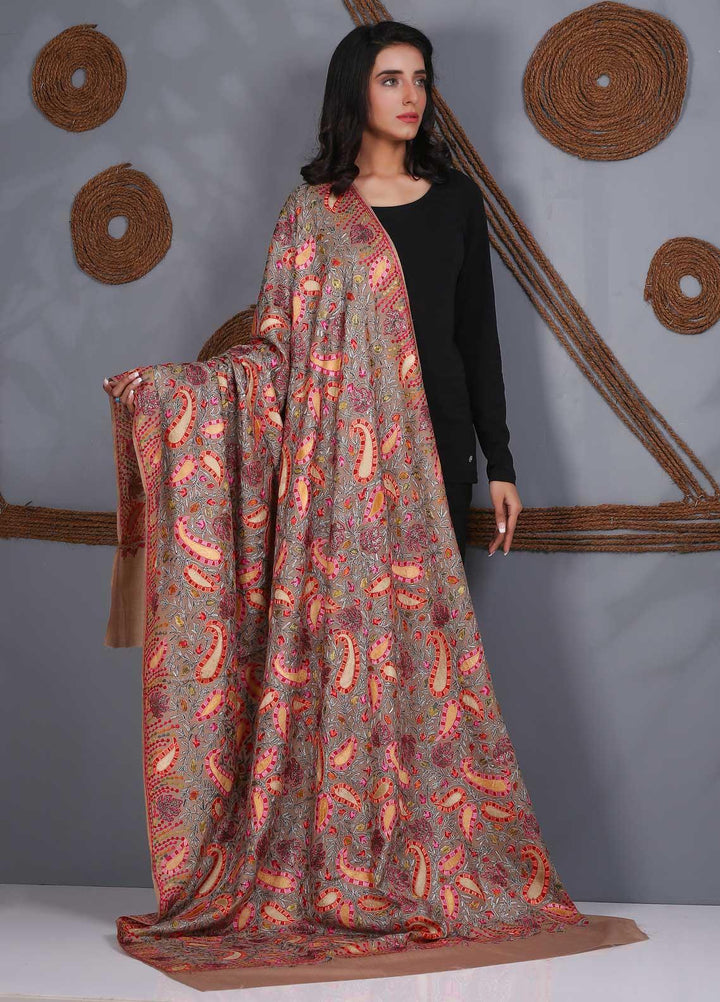 Sanaulla Exclusive Range Embroidered Pashmina  Shawl SU21PS 324061 - Pashmina Shawls