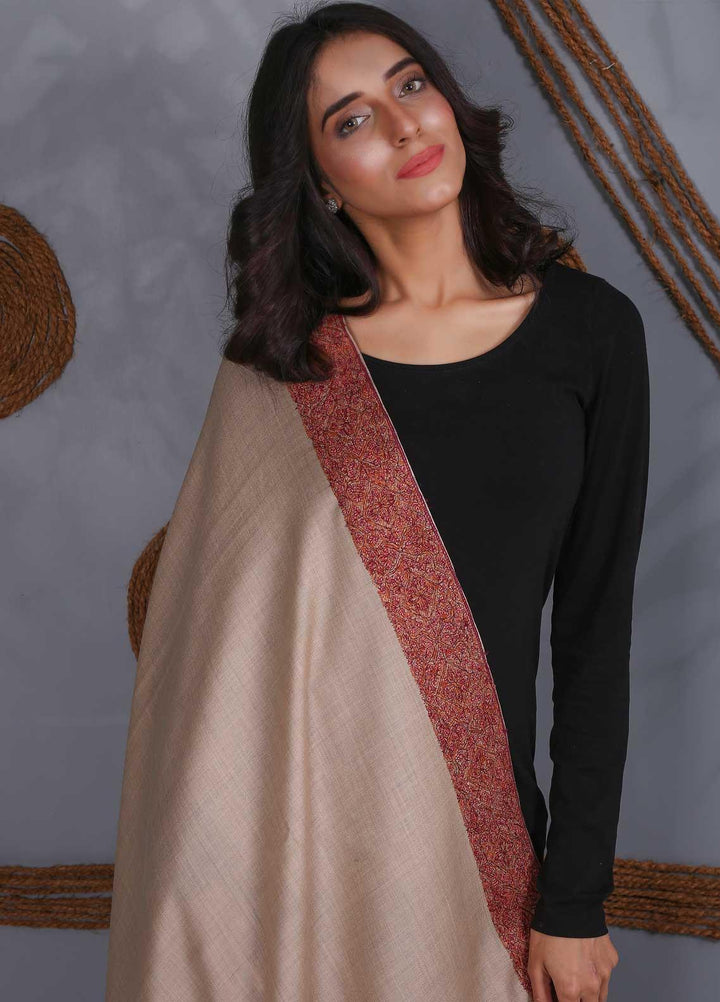 Sanaulla Exclusive Range Embroidered Pashmina  Shawl SU21PS 324104 - Pashmina Shawls