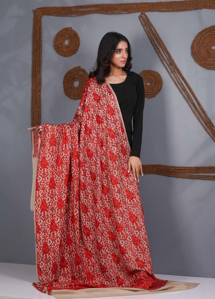 Sanaulla Exclusive Range Embroidered Pashmina  Shawl SU21PS 324120 - Pashmina Shawls