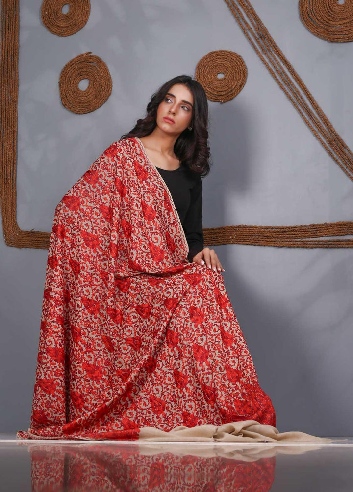 Sanaulla Exclusive Range Embroidered Pashmina  Shawl SU21PS 324120 - Pashmina Shawls