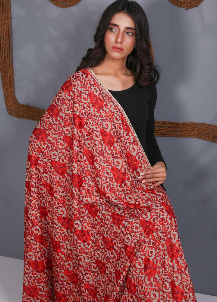 Sanaulla Exclusive Range Embroidered Pashmina  Shawl SU21PS 324120 - Pashmina Shawls