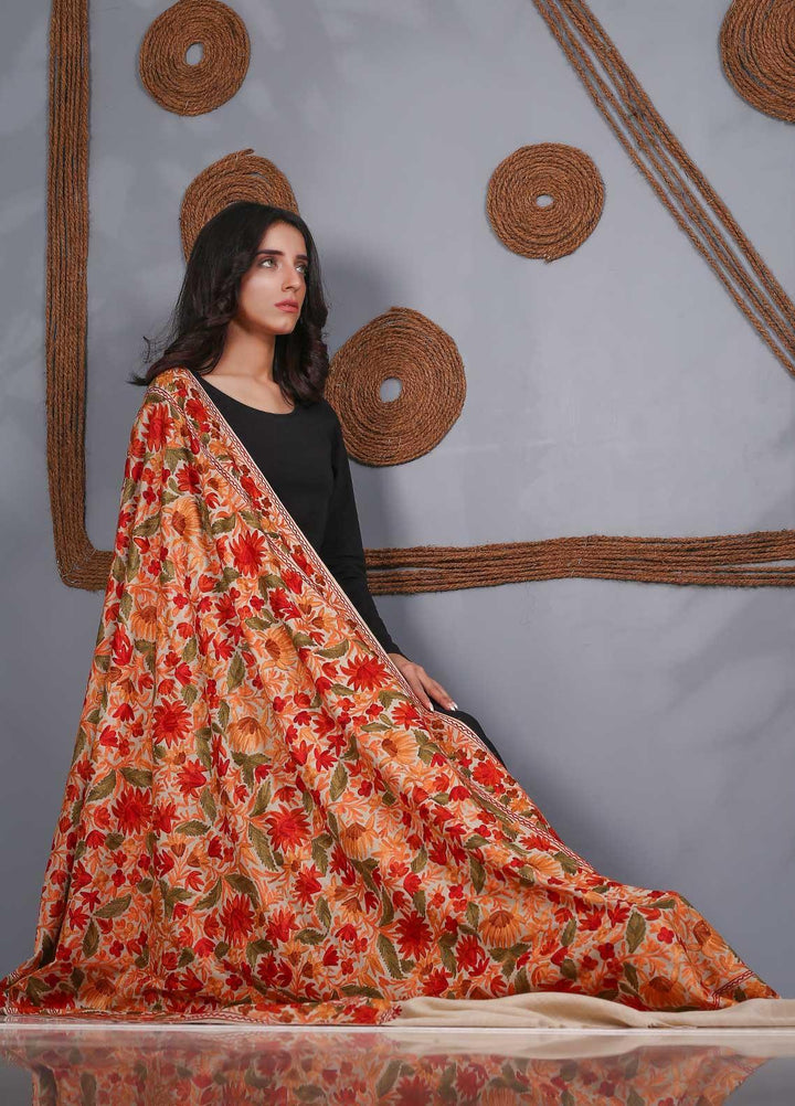 Sanaulla Exclusive Range Embroidered Pashmina  Shawl SU21PS 324121 - Pashmina Shawls