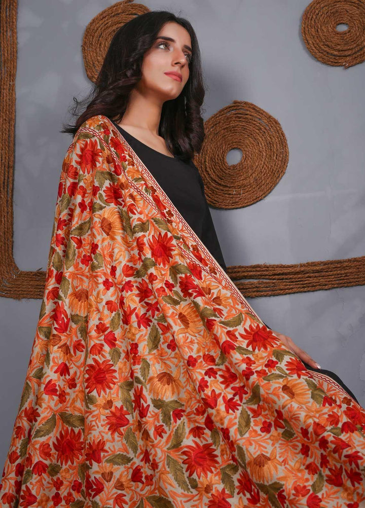Sanaulla Exclusive Range Embroidered Pashmina  Shawl SU21PS 324121 - Pashmina Shawls