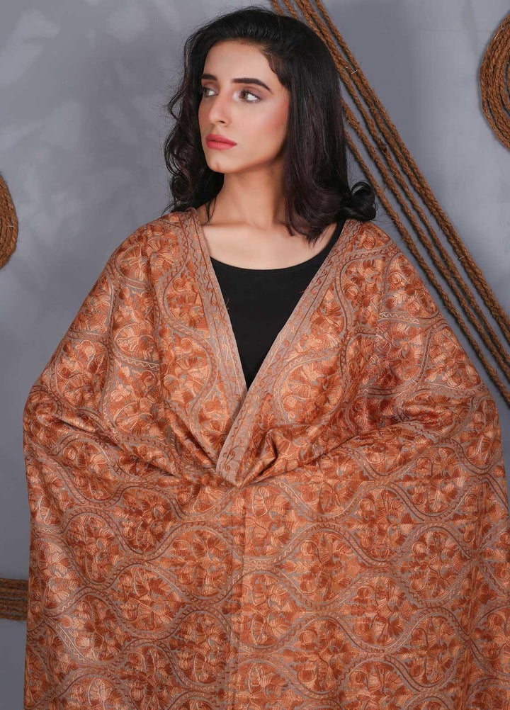 Sanaulla Exclusive Range Embroidered Pashmina  Shawl SU21PS 324123 - Pashmina Shawls