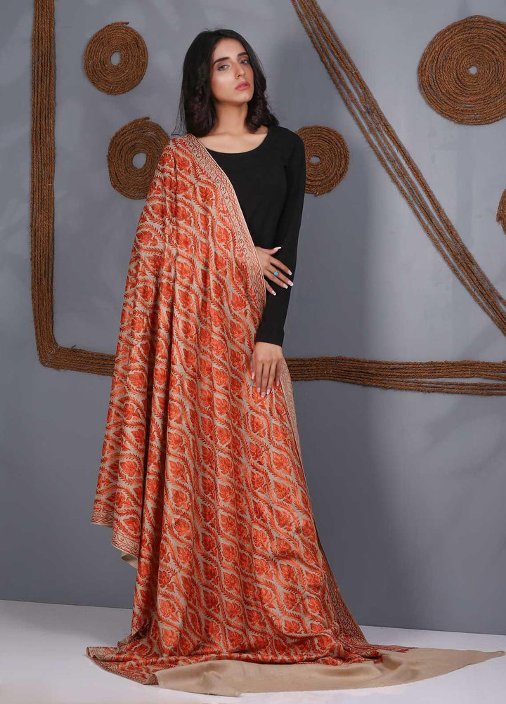 Sanaulla Exclusive Range Embroidered Pashmina  Shawl SU21PS 324124 - Pashmina Shawls