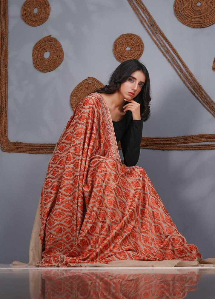 Sanaulla Exclusive Range Embroidered Pashmina  Shawl SU21PS 324124 - Pashmina Shawls