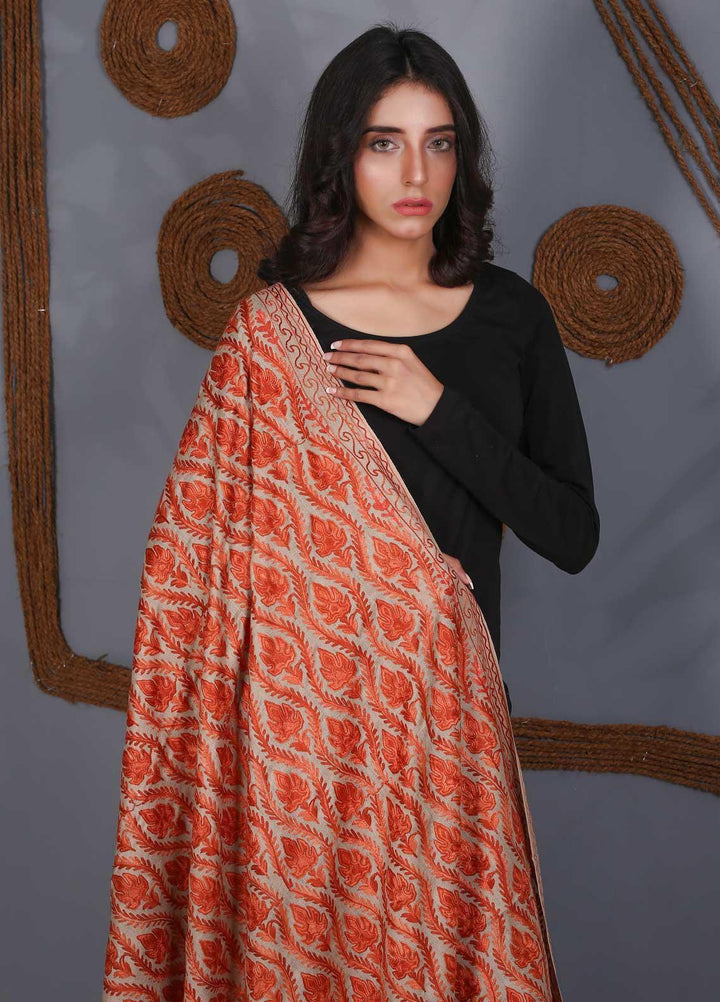 Sanaulla Exclusive Range Embroidered Pashmina  Shawl SU21PS 324124 - Pashmina Shawls