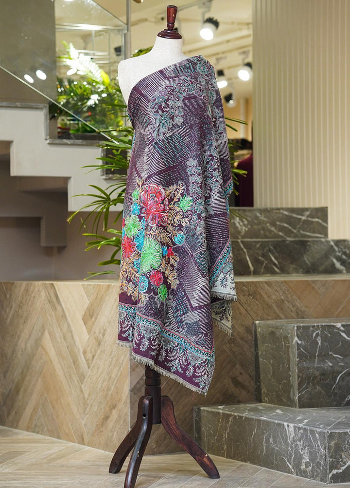 Sanaulla Exclusive Range  Pashmina  Shawls MIR-37 Purple - Pashmina Shawls