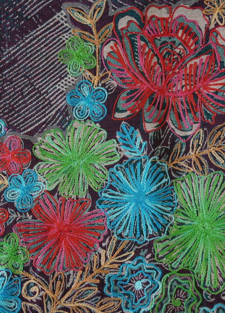 Sanaulla Exclusive Range  Pashmina  Shawls MIR-37 Purple - Pashmina Shawls