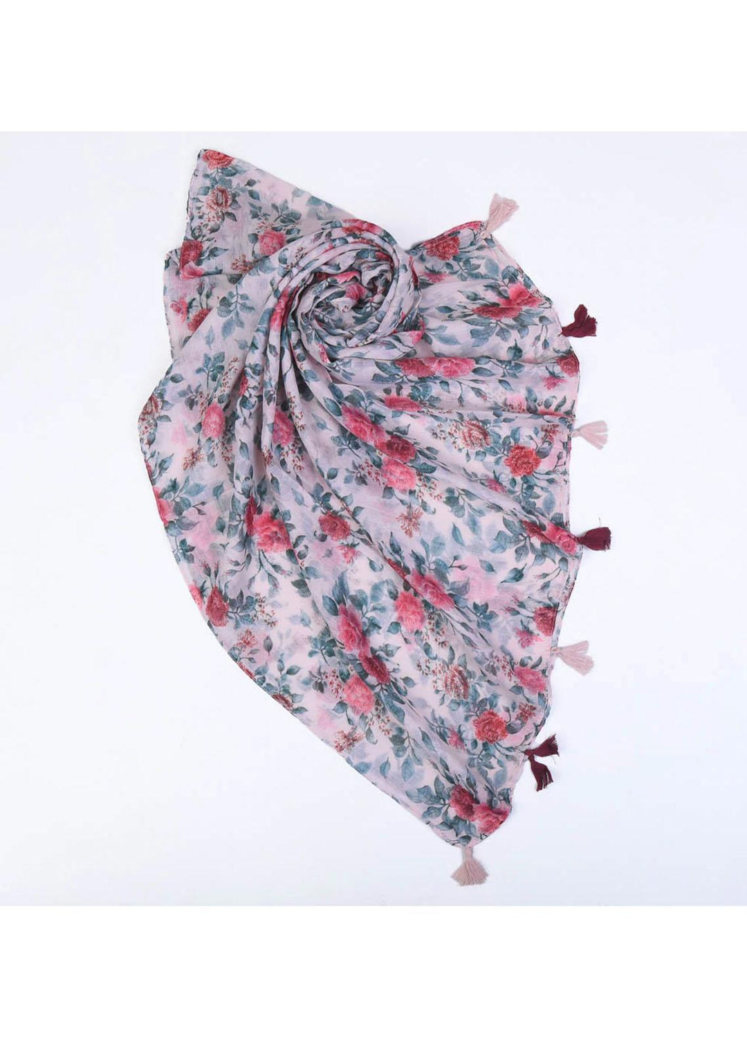 Abaya pk Printed Cotton Hijab ABA22PH PINK TASSEL - Printed Hijabs