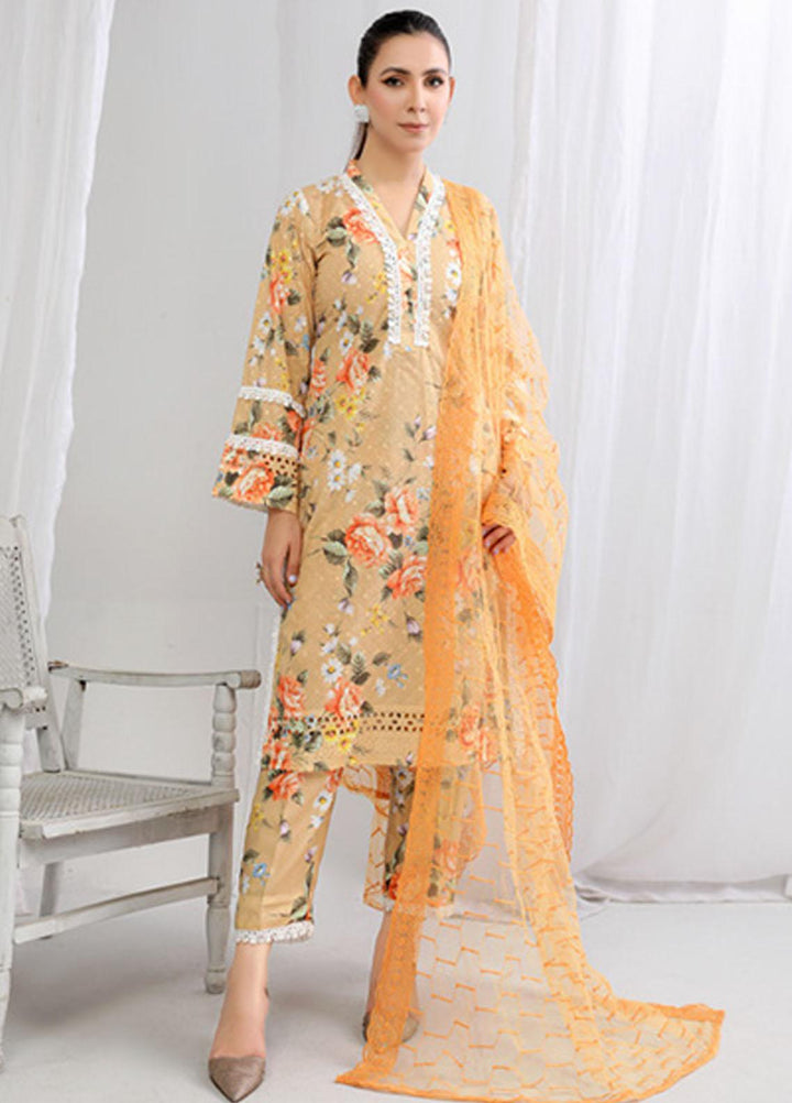 PrintKari By Noorma Kaamal Chikankari Schiffli Suits Unstitched 3 Piece NK23PK NK-DCP-10 - Summer Collection
