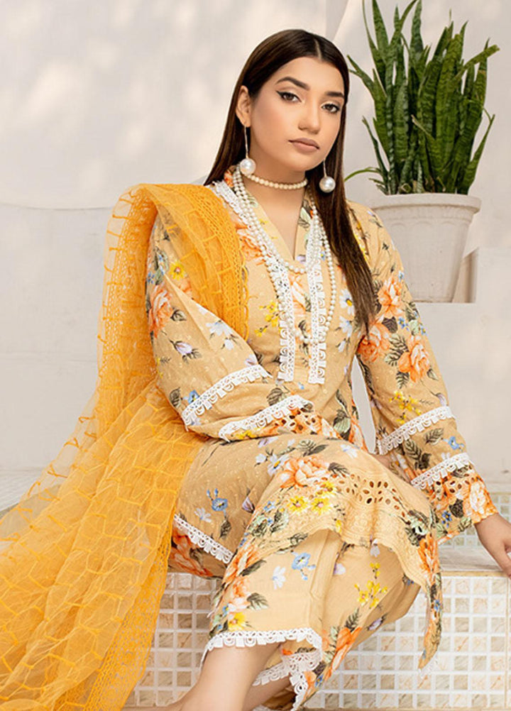 PrintKari By Noorma Kaamal Chikankari Schiffli Suits Unstitched 3 Piece NK23PK NK-DCP-10 - Summer Collection