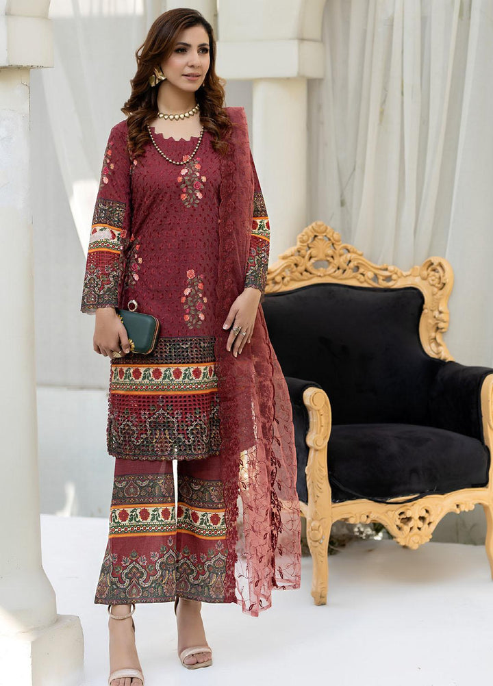 Printkari By Noorma Kaamal Chikankari Schiffli Suits Unstitched 3 Piece NK24PK NK-LPK-10 Azalea - Summer Collection