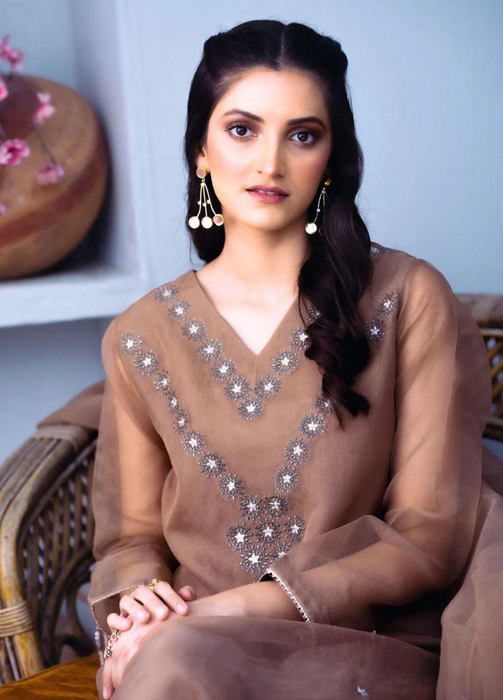 PSK Couture Pret Embroidered Cotton Net 4 Piece Suit MAPLE LEAF