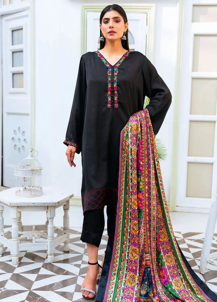 PSK Couture Pret Embroidered Fine Silk 3 Piece Suit Arabian Night