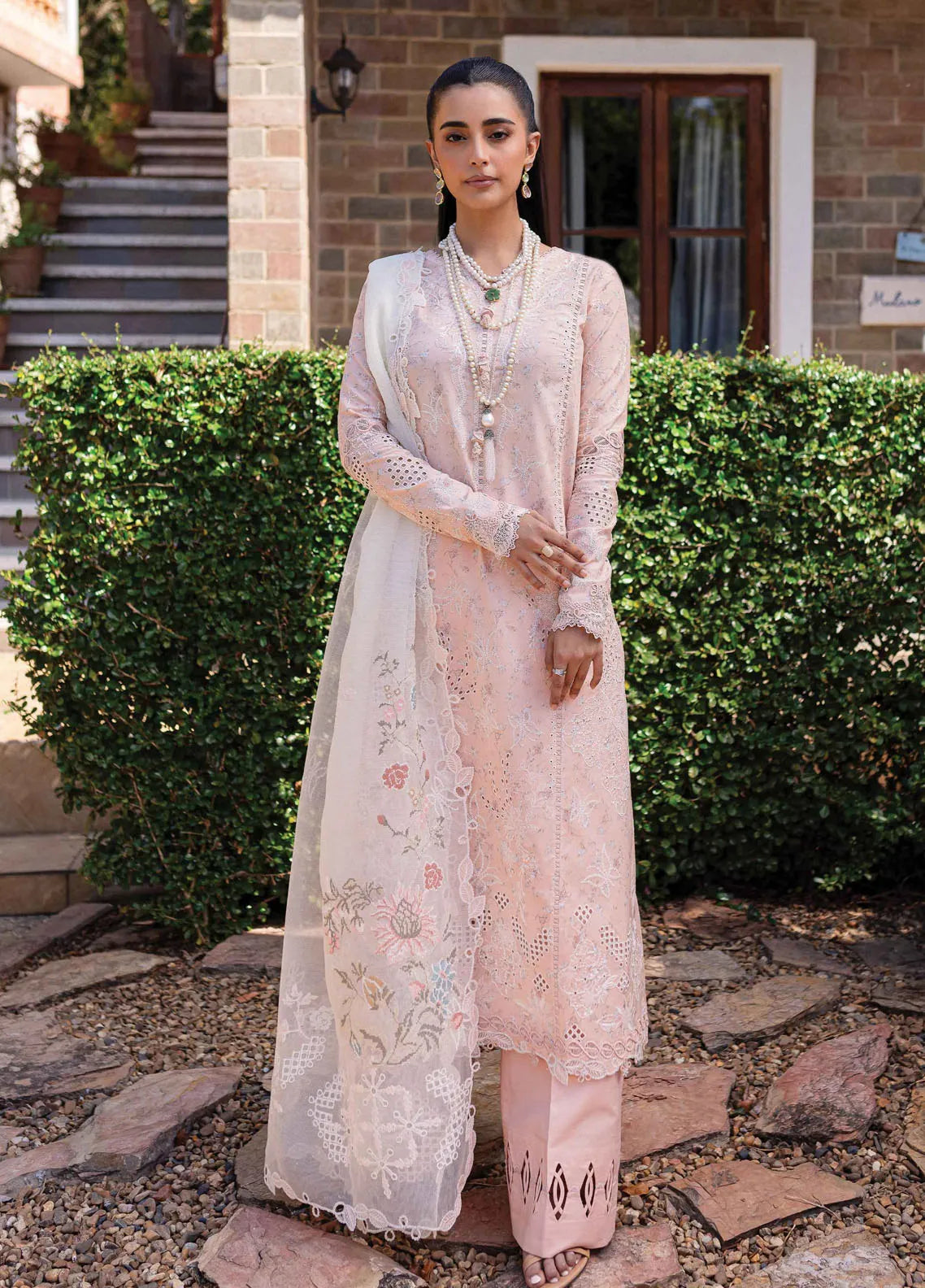 Elirah by Qalamkar Embroidered Organza Suits Unstitched 3 Piece QLM25EF MF-03 Blush - Formals Collection