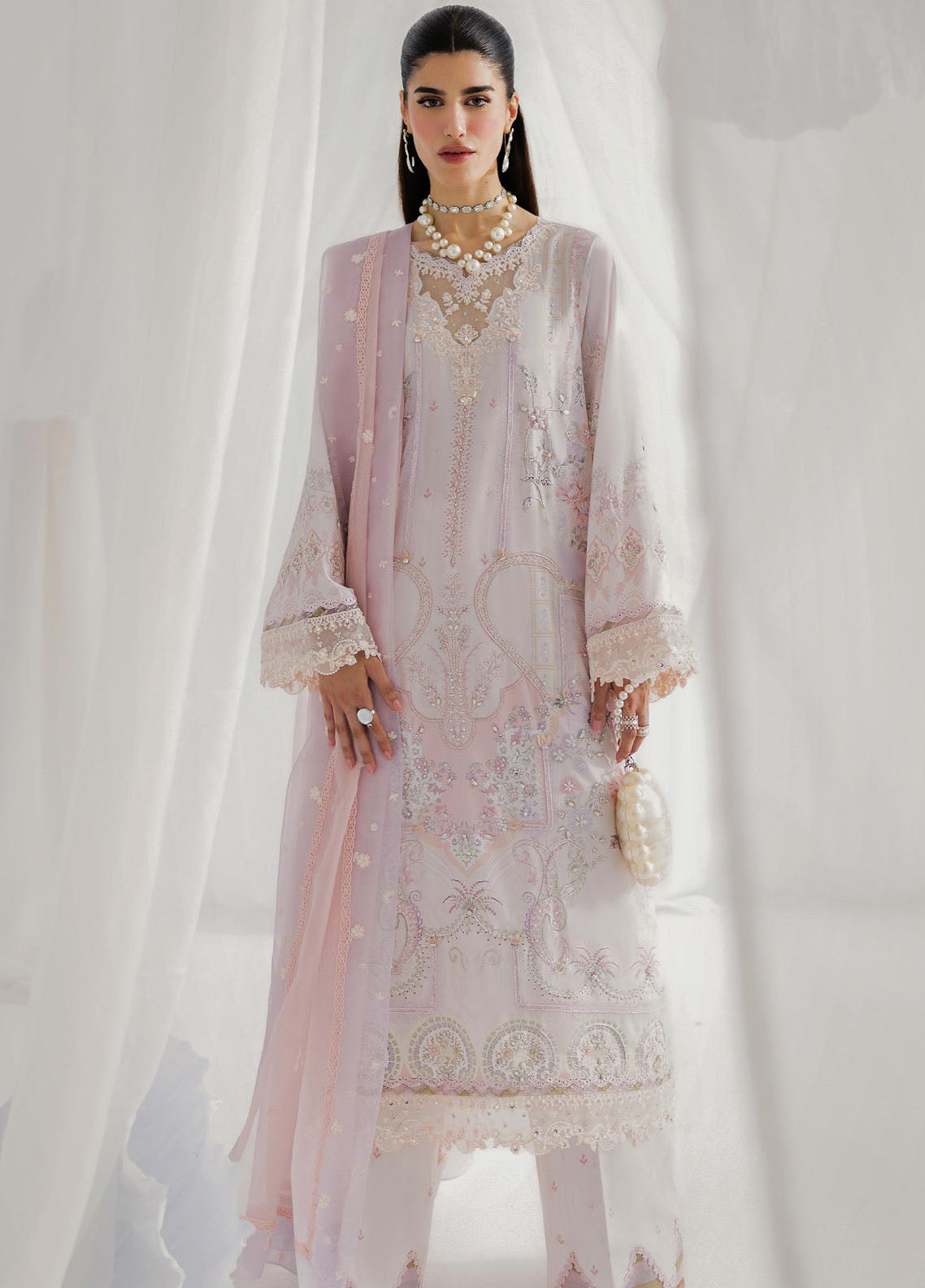 Qalamkar Embroidered Silk Suits Unstitched 3 Piece QLM24LS UA-06 SARA - Luxury Collection