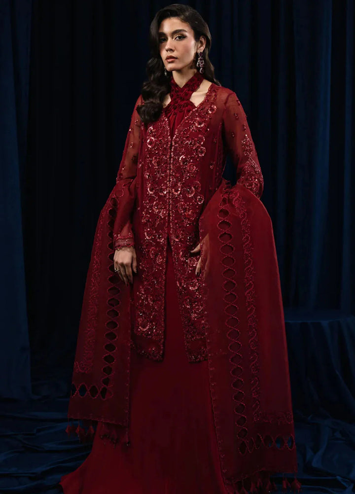 Qalamkar Pret Embroidered Cotton Net 4 Piece Suit CR-04 Riya