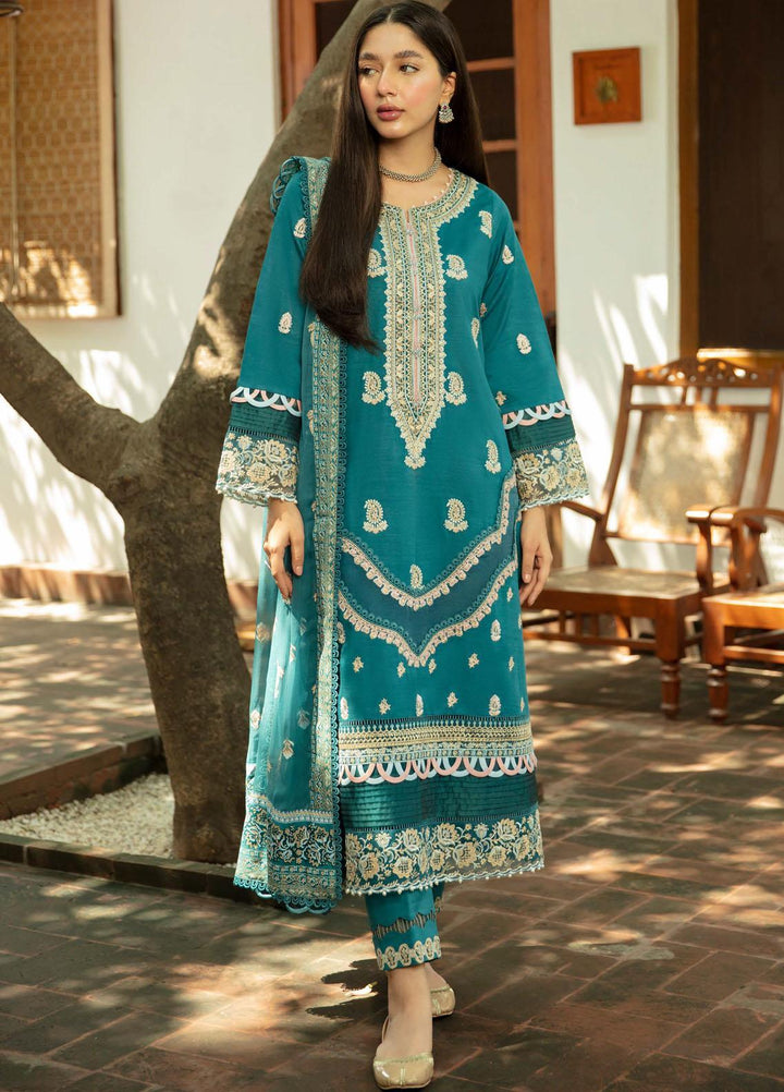 Qalamkar Embroidered Organza Suits Unstitched 3 Piece QLM21LN  NW-15 - Winter Collection