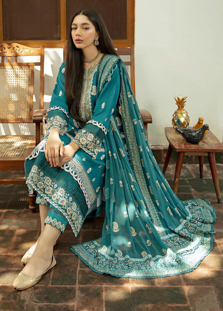 Qalamkar Embroidered Organza Suits Unstitched 3 Piece QLM21LN  NW-15 - Winter Collection