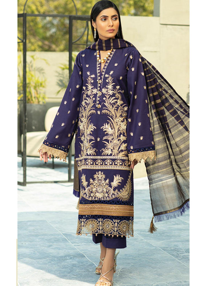Raaya by Rang Rasiya Embroidered Lawn Suits Unstitched 3 Piece RY22CL D-02 MAZARINE - Summer Collection