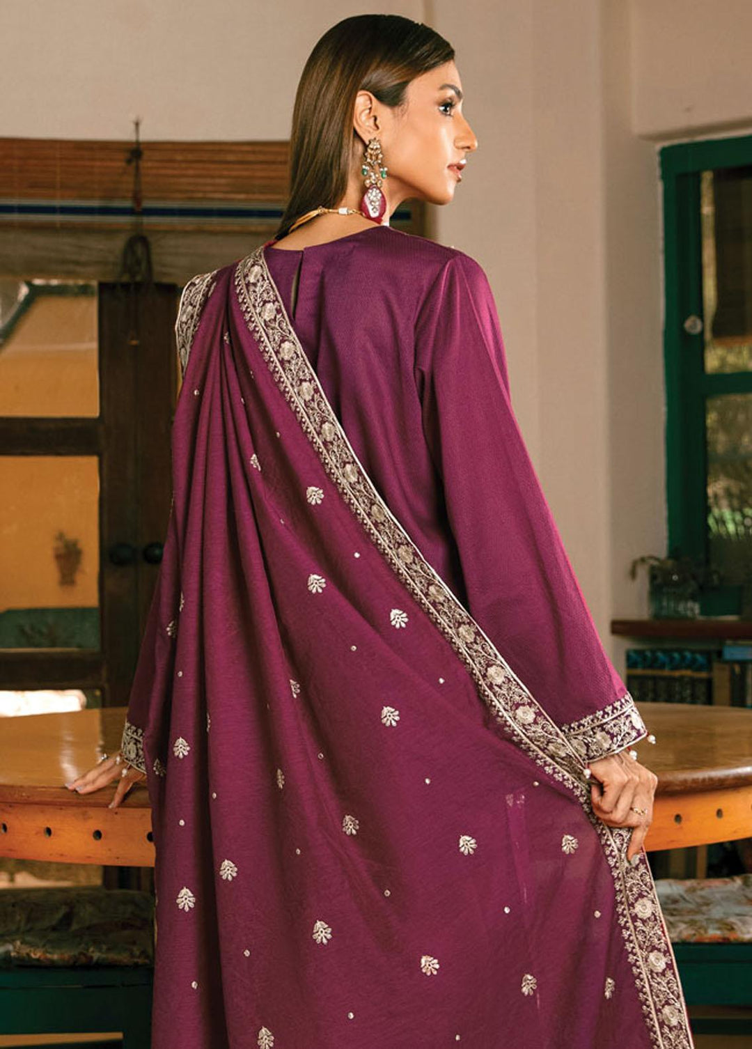 Raaya by Rang Rasiya Embroidered Lawn Suits Unstitched 3 Piece RRR22E D-9 Wine Berry - Eid Collection