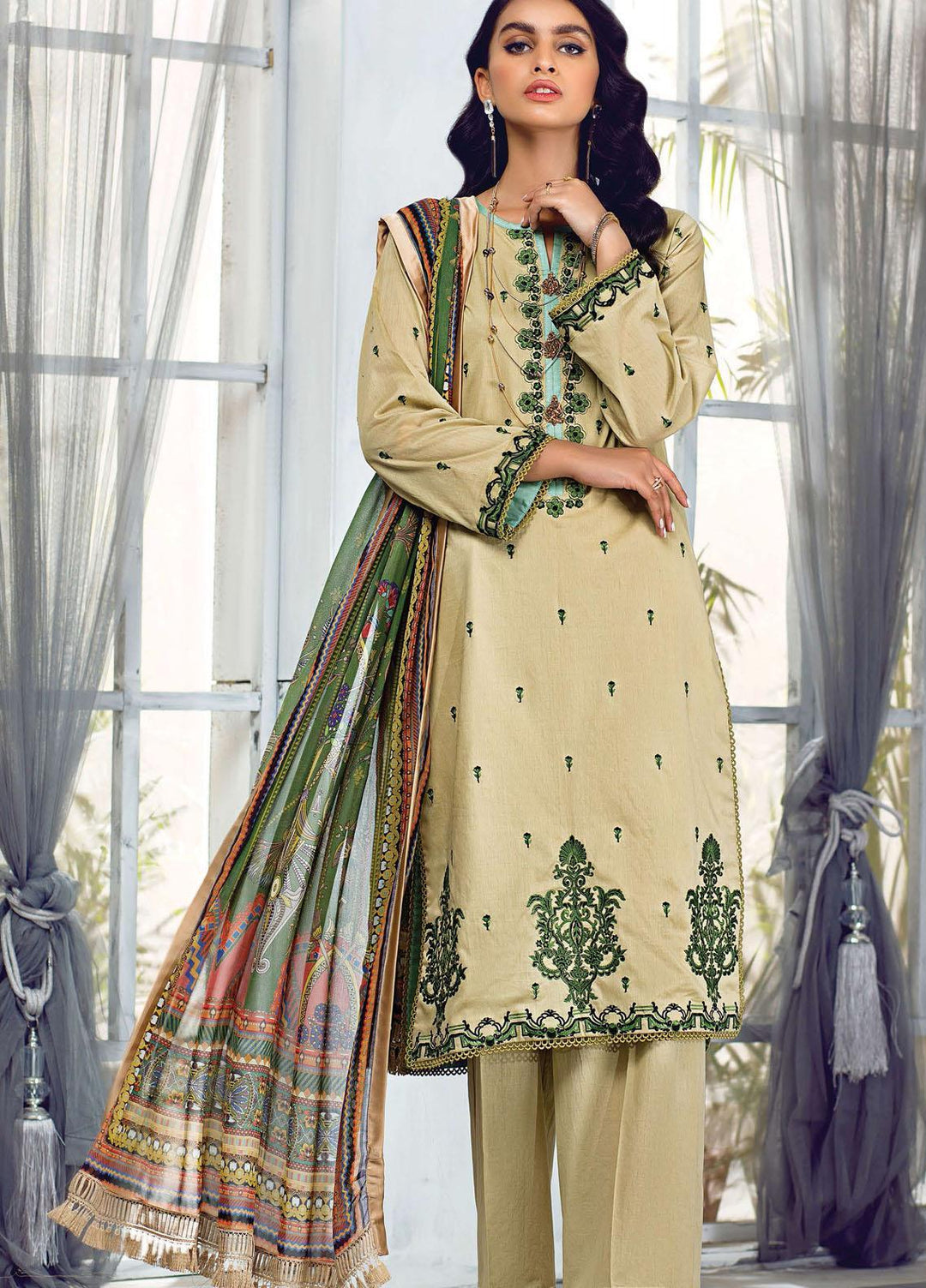 Sehr by Raaya Embroidered Lawn Suits Unstitched 3 Piece RY21S 02 Mughal Empire - Eid Collection