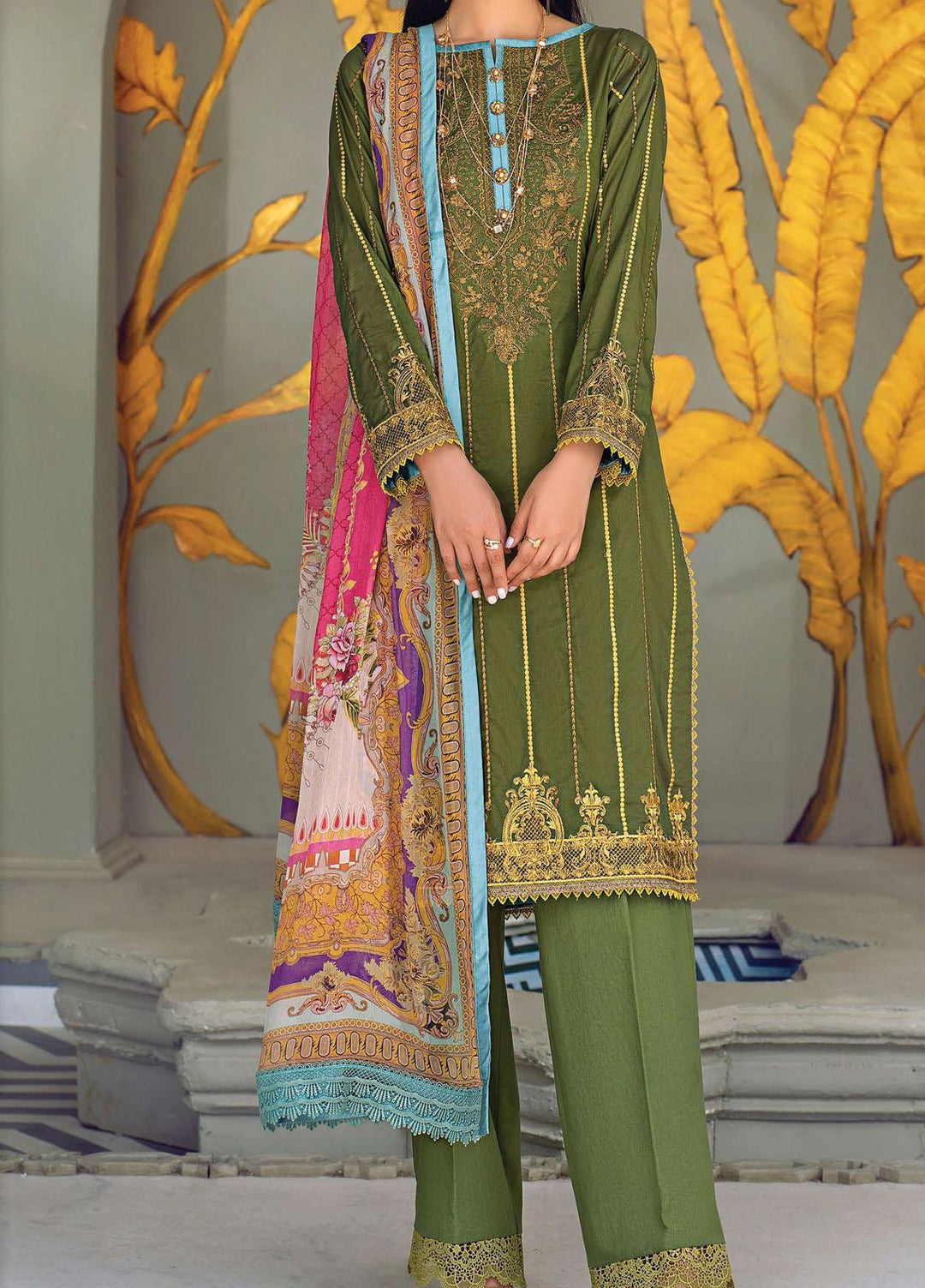 Sehr by Raaya Embroidered Lawn Suits Unstitched 3 Piece RY21S 09 Ethnic Attire - Eid Collection